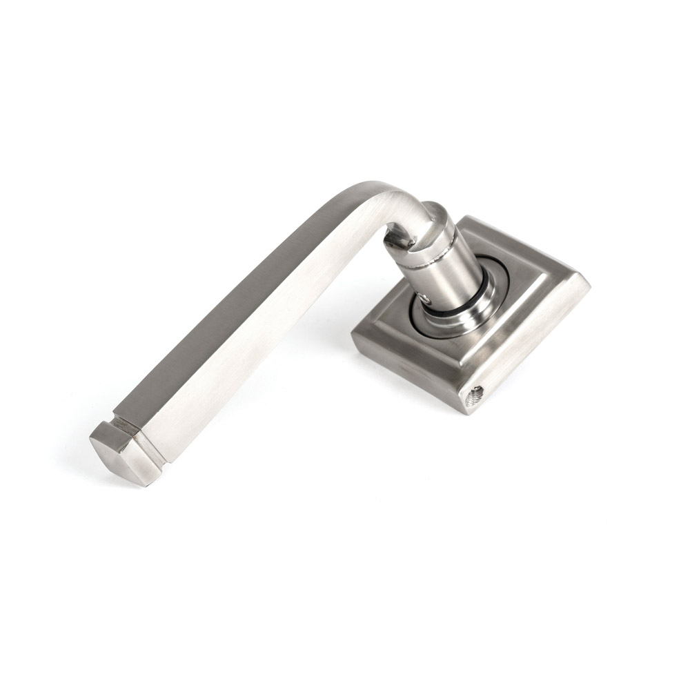 From the Anvil Marine 316 Stainless Steel Avon Round Lever on Rose Set (Square) - Unsprung - Satin